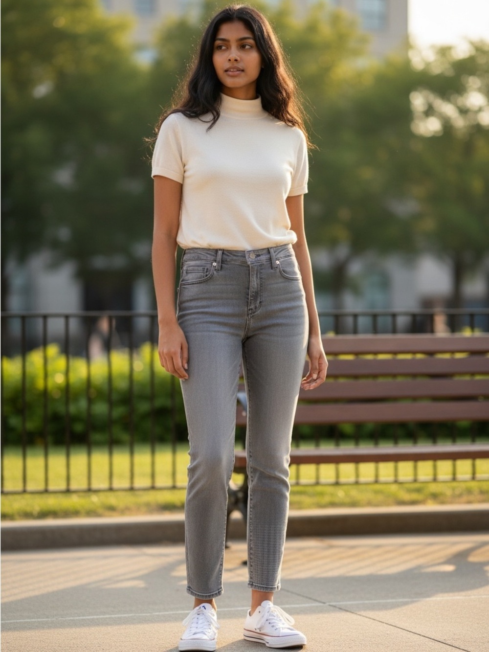 AG Adriano Goldschmied The Isabelle Gray High Rise Straight Crop Jeans Size 28R